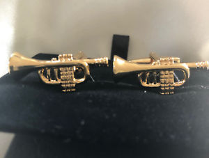 【送料無料】メンズアクセサリ&mdash;　トランペットカフスリンクtrumpet musical instrument cufflinks｜hokushin
