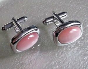 【送料無料】メンズアクセサリ―　カフスリンクヴィンテージmensカフス19801990mod silvertone metal rose pinkリンクcufflinks vintage mens cuff links 1980s 1990s mod silvertone m