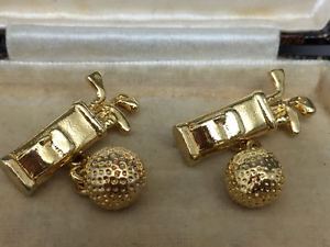 【送料無料】メンズアクセサリ―　ゴルフバッグボールカフスボタンボックスlovely gold plated golf bag amp; ball cufflinks box included