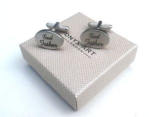 【送料無料】メンズアクセサリ―　ボックスサテンカフリンクスgod father christening giftsatin silver metal oval cuff links in a gift box