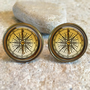 【送料無料】メンズアクセサリ―　ビンテージコンパスカフリンクスvintage compass 20mm cufflinks