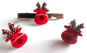 【送料無料】メンズアクセサリ―　beautiful handmade red rudolf reindeer cufflinkstiepin setfree gift bagbeautiful handmade red rudolf reindeer cufflinks t