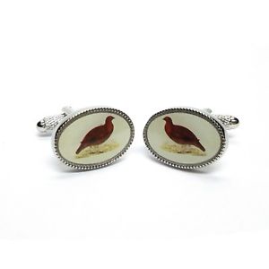 【送料無料】メンズアクセサリ―　カフスリンクボックスライチョウカフスリンクgrouse oval cufflinks in cufflink gift box