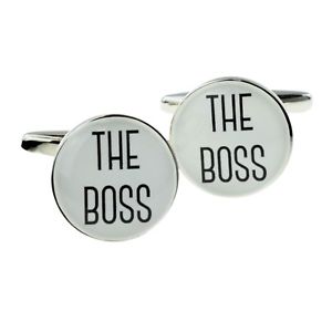 【送料無料】メンズアクセサリ―　ラウンドボックスボスカフリンクスwhite round the boss cufflinks in a cufflink box x2boc336