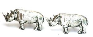 【送料無料】メンズアクセサリ―　サイカフリンクスピューターイギリスハンドメイドボックスrhino cufflinks pewter uk hand made gift boxed or pouched quantity discount