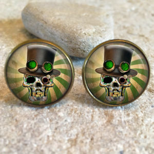 【送料無料】メンズアクセサリ&mdash;　カフリンクスgreen sugar skull 20mm cufflinks｜hokushin