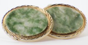 【送料無料】メンズアクセサリ―　ゴールドトーンビンテージカフスボタンvintage variegated stone cufflinks in gold tone metal 1980s