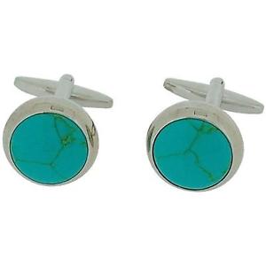 【送料無料】メンズアクセサリ―　ラウンドストーンカフスボタンセットjakob strauss gents silvertone round bluegreen stone set cufflinks