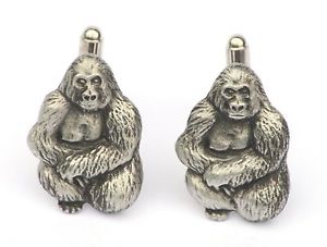 【送料無料】メンズアクセサリ―　イギリスボックスゴリラカフスボタンピューターgorilla cufflinks pewter made in uk gift boxed or pouched quantity discount