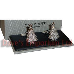 【送料無料】メンズアクセサリ―　クリスマスオニキスアートボックスシルバークリスマスカフリンクツリーカフリンクスchristmas tree cufflinks by onyx art gift boxed silver xmas cuff links