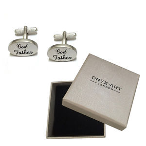 【送料無料】メンズアクセサリ― メンズシルバーゴッドファーザーカフスボタンボックスオニキスアートmens brushed silver oval godfather cufflinks amp; gift box god father by onyx art