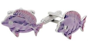 【送料無料】メンズアクセサリ―　プレゼンテーションボックスカフスボタンカフリンクスpurple tropical fish cufflinks cuff links in presentation gift box