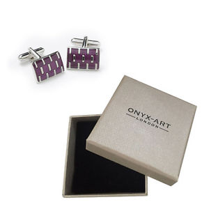 【送料無料】メンズアクセサリ―　メンズファッションカフスボタンオニキスアートボックスオンmens purple rectangular fashion cufflinks amp; gift box by onyx art