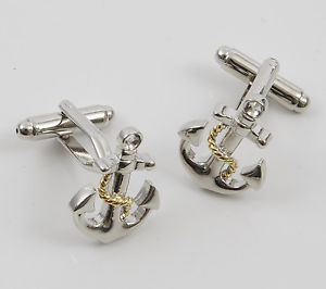 【送料無料】メンズアクセサリ―　ゴールデンロープセーリングボックスカフリンクスカフスボタンアンカー ships anchor with golden rope sailing cuff links cufflinks 19978 in box