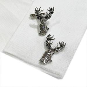 【送料無料】メンズアクセサリ―　シルバーピューターイングランドカフスボタンハンドメイドsilver pewter stag head handmade in england cufflinks stags deer country