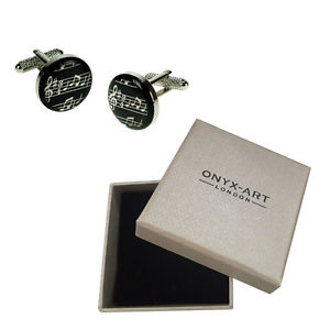 【送料無料】メンズアクセサリ―　メンズノートスコアシートカフスボタンオニキスアートボックスオンmens musical notes score sheet cufflinks amp; gift box by onyx art