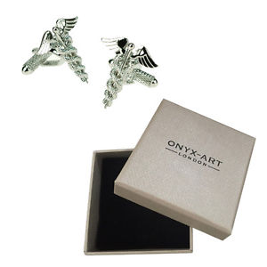【送料無料】メンズアクセサリ―　シンボルカフスボタンオニキスアートボックスオンmens doctors caduceus symbol medical cufflinks amp; gift box by onyx art