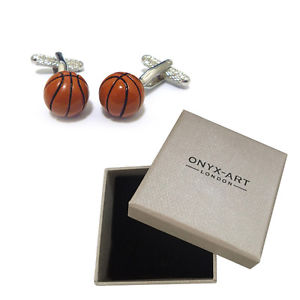【送料無料】メンズアクセサリ―　メンズオレンジバスケットボールボールカフスボタンオニキスアートボックスオンmens orange basketball ball cufflinks amp; gift box by onyx art