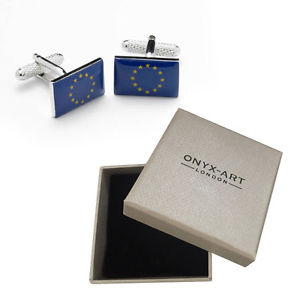 【送料無料】メンズアクセサリ―　ユーロフラグカフスボタンオニキスアートボックスmens european euro flag cufflinks amp; gift box by onyx art eu