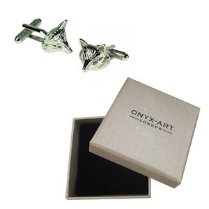 【送料無料】メンズアクセサリ―　メンズシルバーフォックスカフスボタンオニキスアートボックスオンmens silver fox vixen wild animal cufflinks amp; gift box by onyx art
