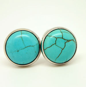 【送料無料】メンズアクセサリ― ターコイズカフリンクスturquoise circular wedding cufflinks