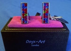 【送料無料】メンズアクセサリ&mdash;　セットカラフルクリスタルメンズcufflink set stunning multicoloured crystal settings ideal mens gift ccc68｜hokushin