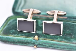 【送料無料】メンズアクセサリ&mdash;　ビンテージスターリングシルバーアールデコオニキスインサートカフリンクスvintage sterling silver cufflinks with an art deco onyx inserts g207｜hokushin