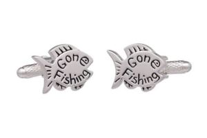 【送料無料】メンズアクセサリ―　オニキスアートボックスカフスボタンgone fishing fish cufflinks presented in onyx art cufflink box