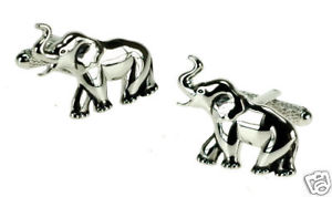 【送料無料】メンズアクセサリ―　boxカフスリンクカフスリンクelephant cufflinks in polished silver finish in box cuff links