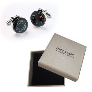 【送料無料】メンズアクセサリ―　メンズカフスボタンコンパスオニキスアートmens cufflinks compass amp; thermometer rhod by onyx art
