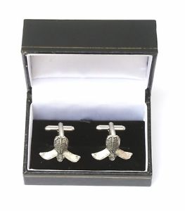 【送料無料】メンズアクセサリ―　イギリスボックスフェンシングマスクカフリンクスピューターfencing mask cufflinks pewter made in uk gift boxed or pouched quantity discount