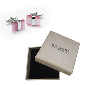 【送料無料】メンズアクセサリ―　メンズピンクカフリンクスオニキスアートスマートボックスオンmens pink amp; silver cats eye cufflinks amp; gift box by onyx art smart fashion