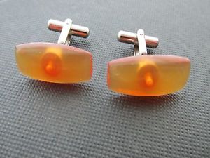 【送料無料】メンズアクセサリ― ビンテージオレンジカフリンクスvintage amber rectangular form cufflinks