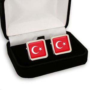 【送料無料】メンズアクセサリ―　トルコトルコメンズカフスボタンボックスturkey turkish flag men’s cufflinks gift box engraving