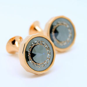 【送料無料】メンズアクセサリ―　ローズカフスリンクrose gold and grey cufflinks with stones