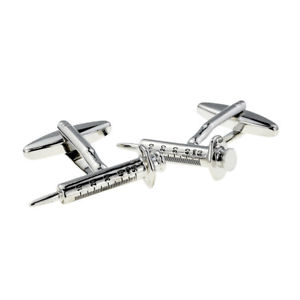 【送料無料】メンズアクセサリ―　カフスボタンボックスsyringe design medical, doctor, vet cufflinks in a cufflink box x2aj993