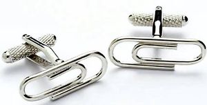 【送料無料】メンズアクセサリ―　ペーパークリップボックスカフスボタンpaper clip novelty cufflinks in gift box 9699