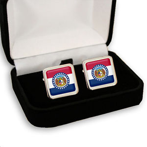 【送料無料】メンズアクセサリ―　ミズーリメンズカフスボタンアメリカボックスmissouri flag mens cufflinks us state usa gift box engraving
