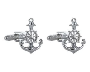 【送料無料】メンズアクセサリ―　シマメノウカフスリンクシャツカフスリンクships anchor with wheel shirt cufflinks in onyx art cufflink box