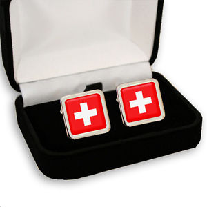 【送料無料】メンズアクセサリ―　スイススイスメンズカフスボタンボックスswitzerland swiss flag men’s cufflinks gift box engraving