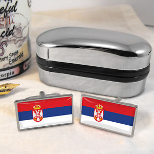 【送料無料】メンズアクセサリ―　セルビアカフスボタンボックスserbia flag cufflinks amp; box