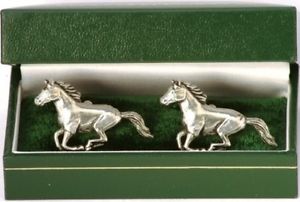 【送料無料】メンズアクセサリ―　カフスボタンピューターhorse cufflinks equestrian hunting english pewter gift