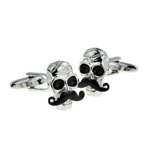 【送料無料】メンズアクセサリ―　カフスリンクカフスリンク x2aj985skull with moustache cufflinks in a cufflink box x2aj985
