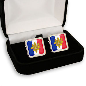 【送料無料】メンズアクセサリ―　france french flag coat of arms mens cufflinksgift box engravingfrance french flag coat of arms men’s cufflinks gift box