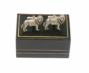 【送料無料】メンズアクセサリ―　レオライオンピューターカフスボタンボックスleo the lion pewter cufflinks ideal mens birthday gift boxed