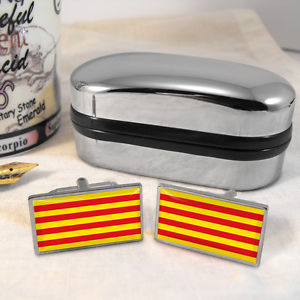 【送料無料】メンズアクセサリ― フラグカフスボタンボックスcatalonia flag cufflinks amp; box