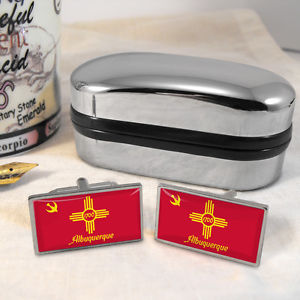 【送料無料】メンズアクセサリ―　アルバカーキアメリカアメリカカフスボタンボックスalbuquerque flag us usa cufflinks amp; box