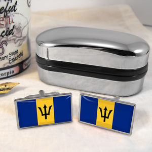 【送料無料】メンズアクセサリ―　バルバドスカフスボタンボックスbarbados flag cufflinks amp; box