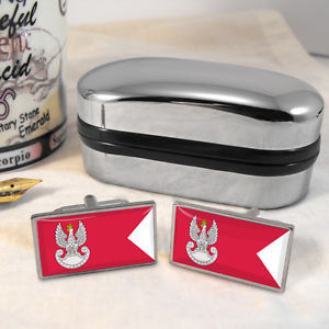 【送料無料】メンズアクセサリ―　ポーランドフラグカフスボタンボックスpolish land forces flag cufflinks amp; box