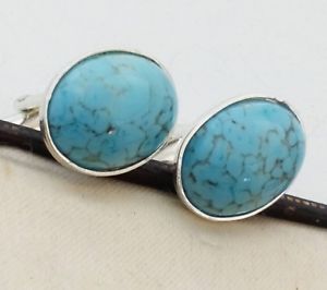 【送料無料】メンズアクセサリ―　ビンテージチェコガラスカフリンクスvintage czech 1950s turquoise blue peking glass oval silver plated cufflinks